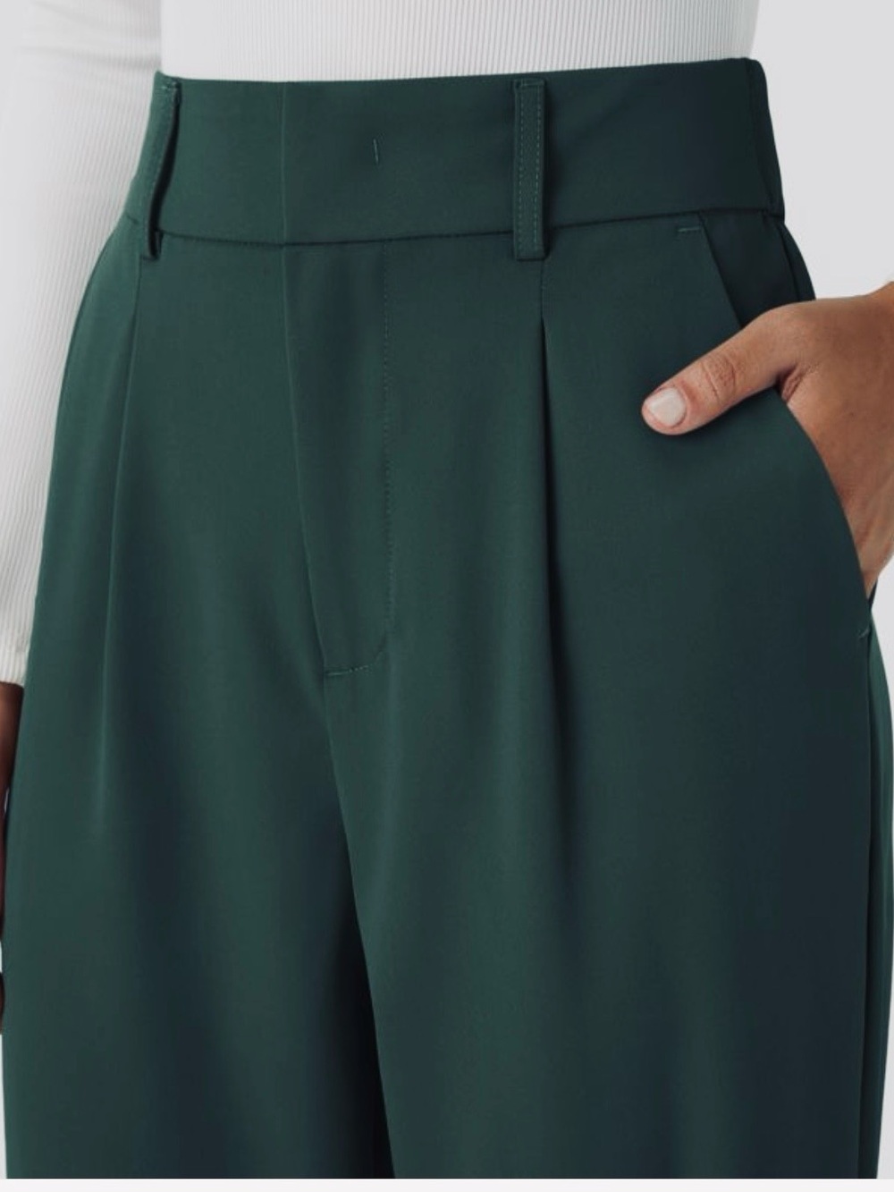 HALARA Flex High Waisted Pocket Solid Work Tapered Pants in Dark Green - Picture 4 of 14